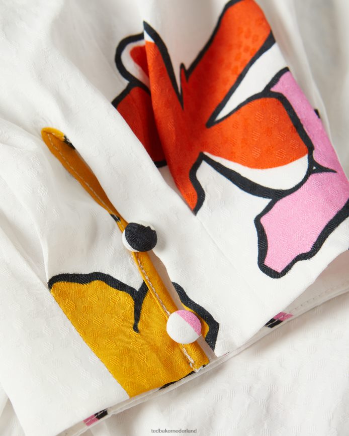 Ted Baker Wesllie mini-jurk met overslag aan de voorkant en print wit kleding vrouwen 6R02N544