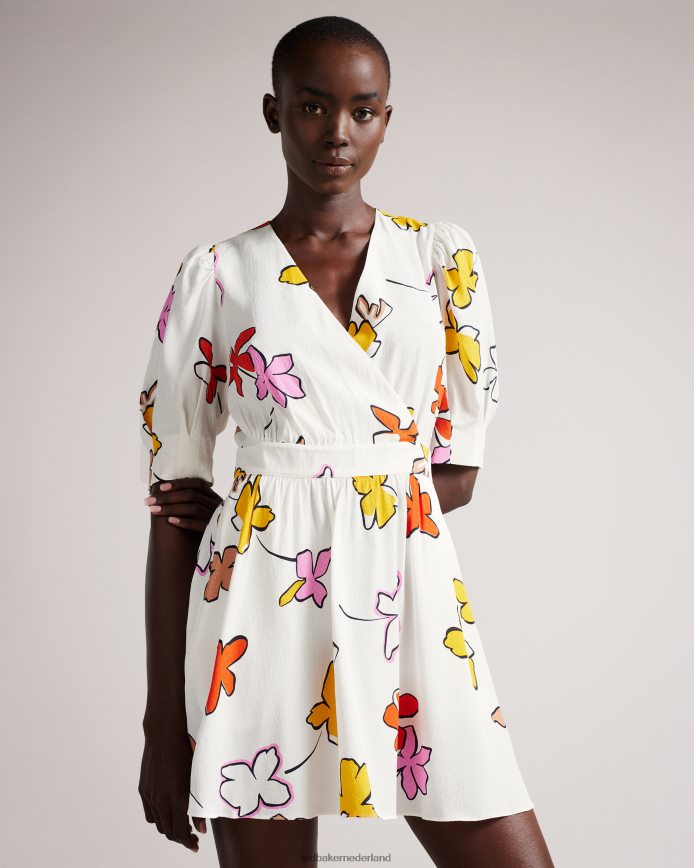 Ted Baker Wesllie mini-jurk met overslag aan de voorkant en print wit kleding vrouwen 6R02N544