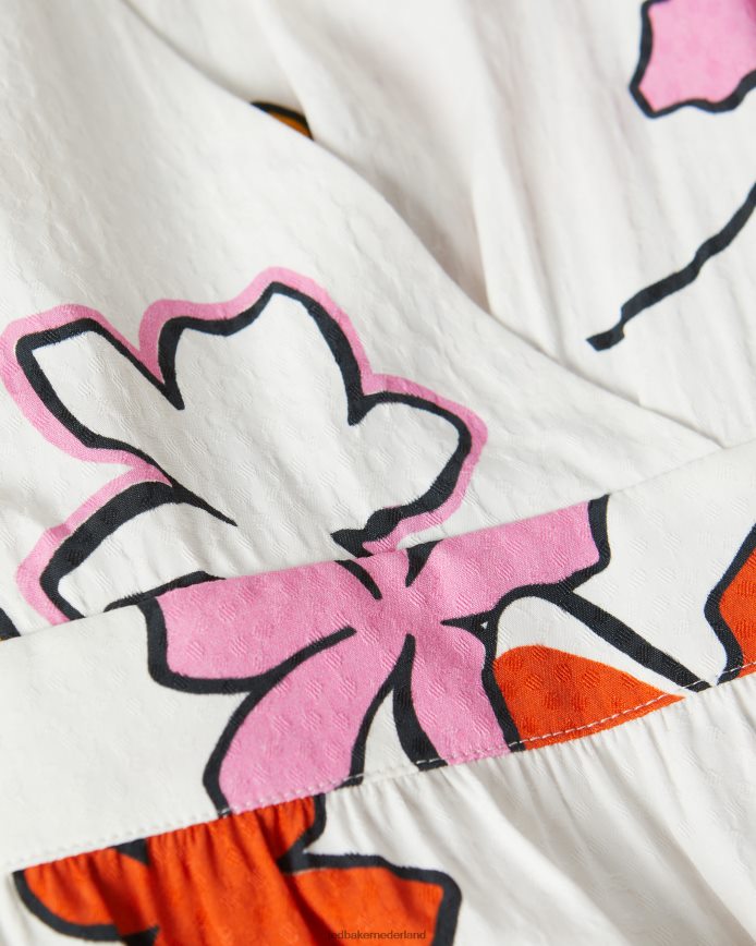 Ted Baker Wesllie mini-jurk met overslag aan de voorkant en print wit kleding vrouwen 6R02N544