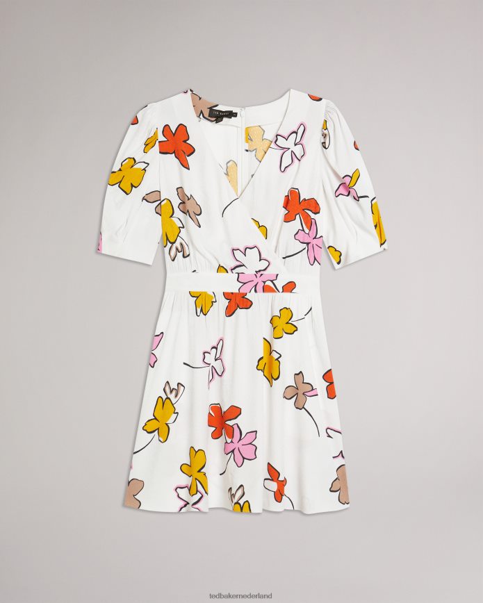 Ted Baker Wesllie mini-jurk met overslag aan de voorkant en print wit kleding vrouwen 6R02N544