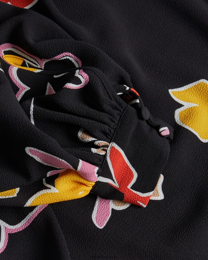 Ted Baker Yviee New World oversized midi-jurk met ruches zwart kleding vrouwen 6R02N538