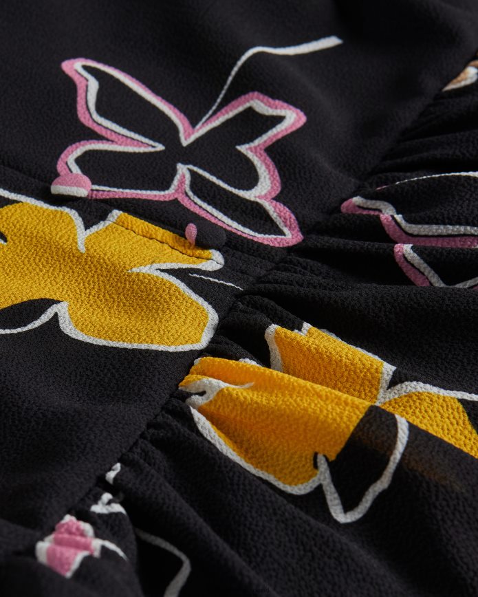 Ted Baker Yviee New World oversized midi-jurk met ruches zwart kleding vrouwen 6R02N538