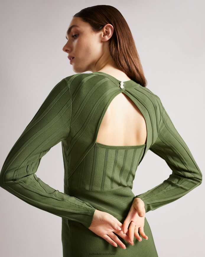 Ted Baker aimyy gebreide jurk met open achterkant groente kleding vrouwen 6R02N604