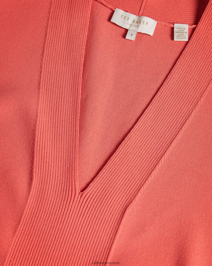 Ted Baker novari bodycon jurk met v-hals koraal kleding vrouwen 6R02N612