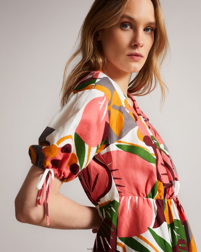 Ted Baker rhitaa overdreven mini-omslagjurk met mouwen wit kleding vrouwen 6R02N532