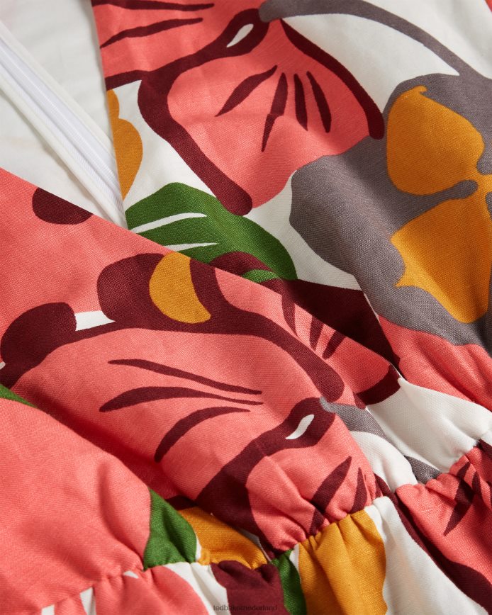 Ted Baker rhitaa overdreven mini-omslagjurk met mouwen wit kleding vrouwen 6R02N532