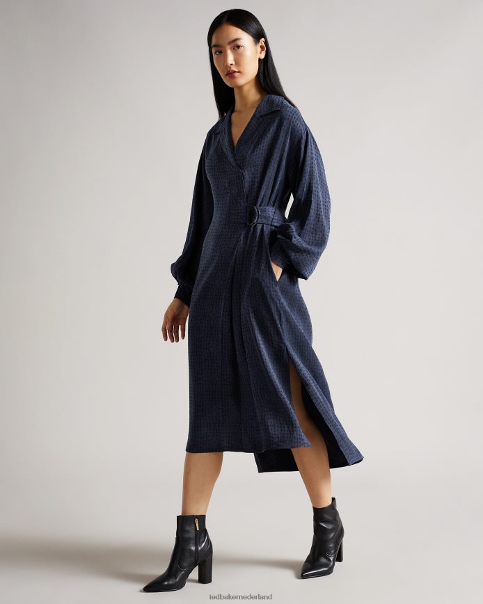 Ted Baker sammmie midi-jurk met d-ring donkerblauw kleding vrouwen 6R02N512