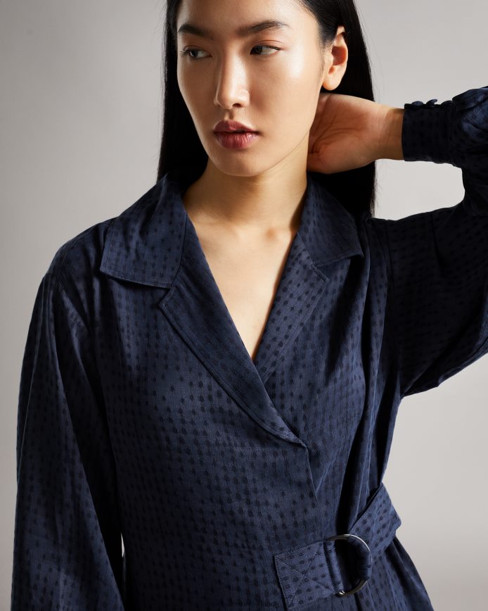 Ted Baker sammmie midi-jurk met d-ring donkerblauw kleding vrouwen 6R02N512