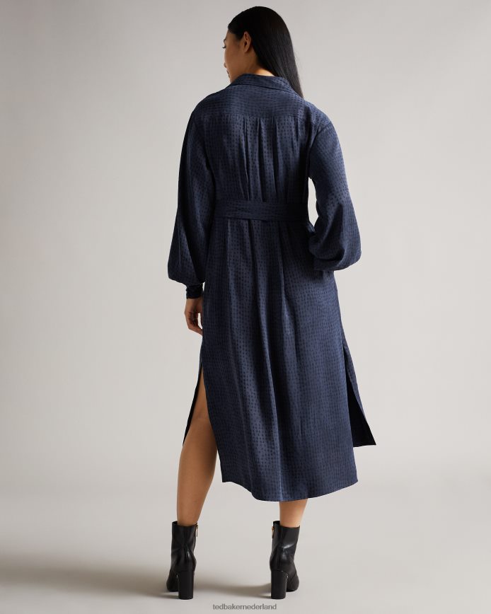 Ted Baker sammmie midi-jurk met d-ring donkerblauw kleding vrouwen 6R02N512