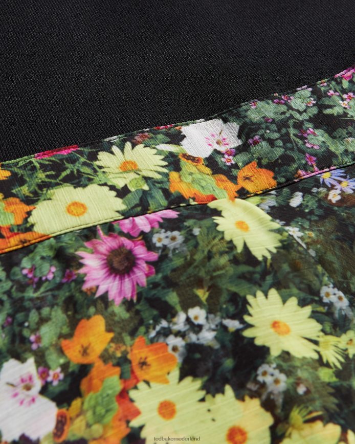 Ted Baker Jennias jurk met gebreid lijfje en rok met ruches zwart kleding vrouwen 6R02N13