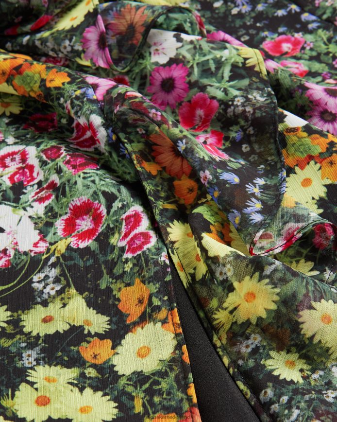 Ted Baker Jennias jurk met gebreid lijfje en rok met ruches zwart kleding vrouwen 6R02N13