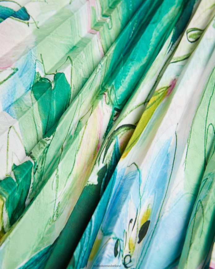 Ted Baker Lophz geschilderde geplooide midi-rok met bloemen groente kleding vrouwen 6R02N240