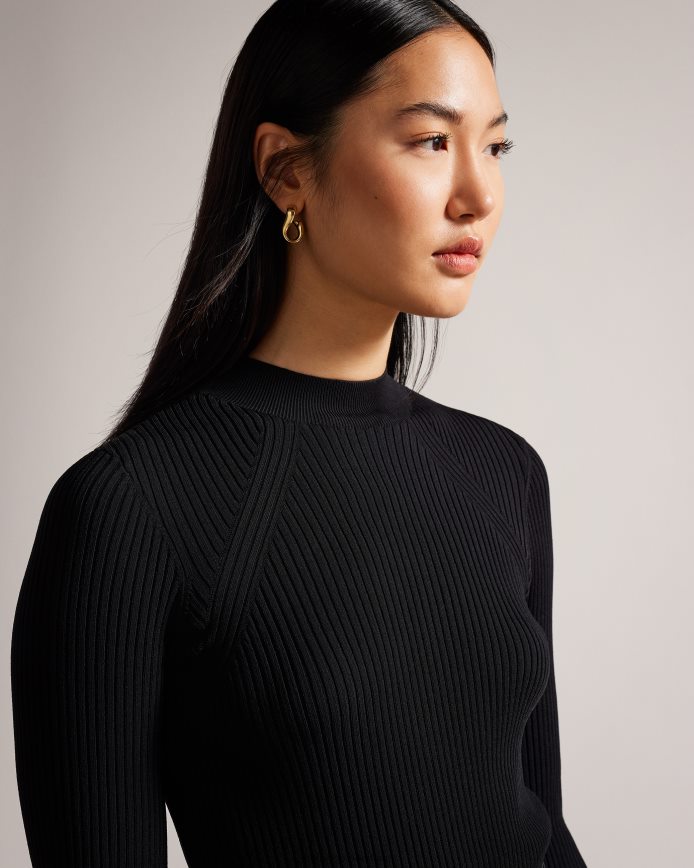 Ted Baker alltaa gebreide lijfjejurk met plooirok zwart kleding vrouwen 6R02N129