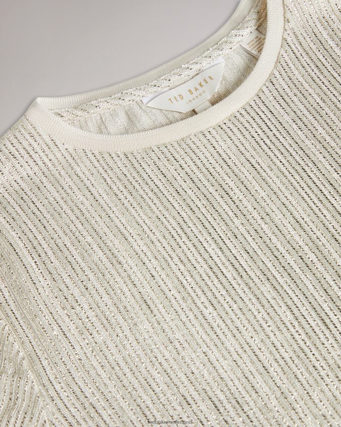 Ted Baker Catrino metallic getailleerd t-shirt ivoor kleding vrouwen 6R02N516