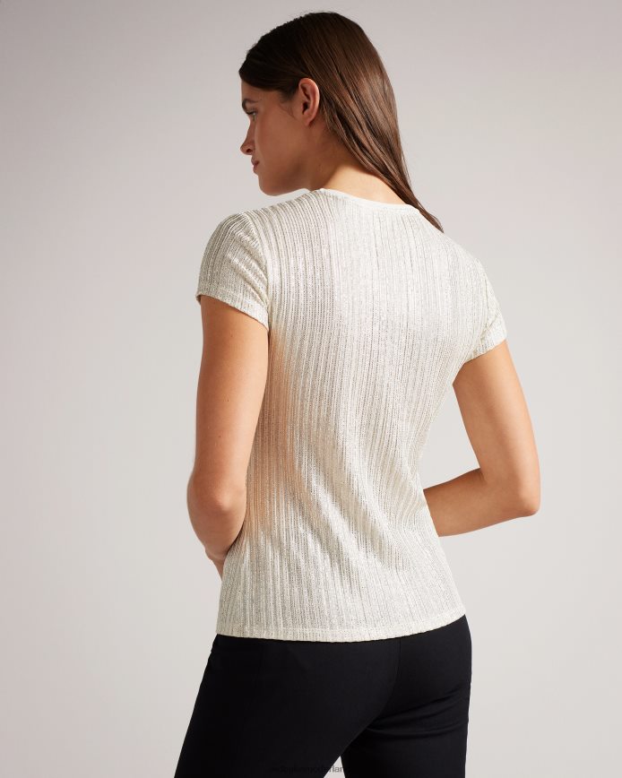 Ted Baker Catrino metallic getailleerd t-shirt ivoor kleding vrouwen 6R02N516