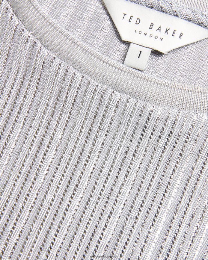 Ted Baker Catrino metallic getailleerd t-shirt zilver kleding vrouwen 6R02N556