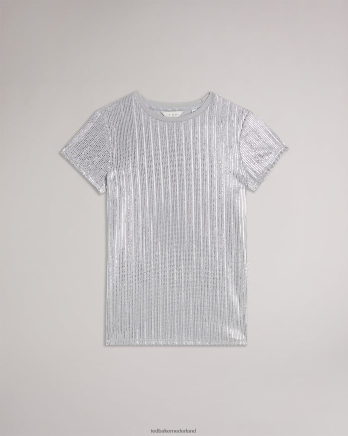 Ted Baker Catrino metallic getailleerd t-shirt zilver kleding vrouwen 6R02N556