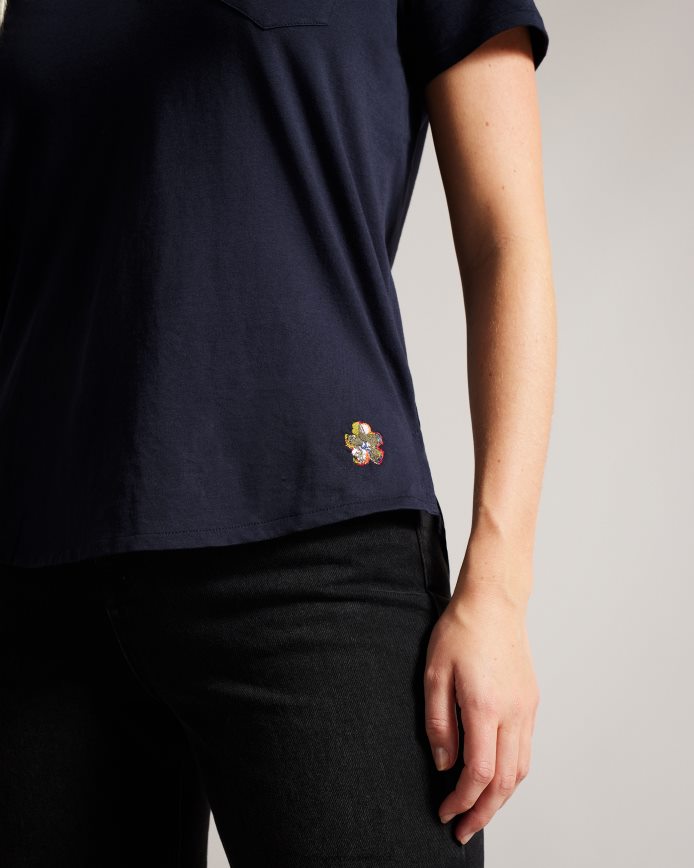 Ted Baker lavas gemakkelijk fit t-shirt met v-hals marine kleding vrouwen 6R02N542