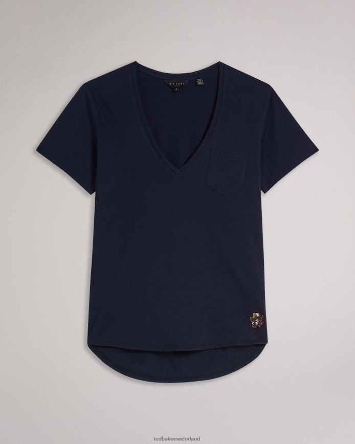 Ted Baker lavas gemakkelijk fit t-shirt met v-hals marine kleding vrouwen 6R02N542