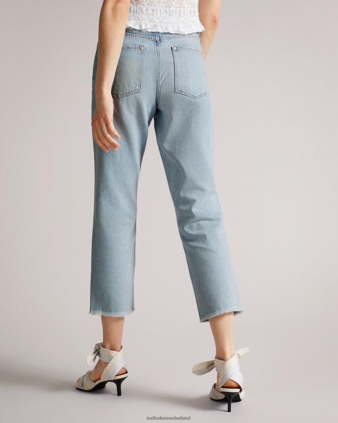 Ted Baker Nellin stijve, rechte denimjeans met onafgewerkte zoom lichte wassing kleding vrouwen 6R02N560