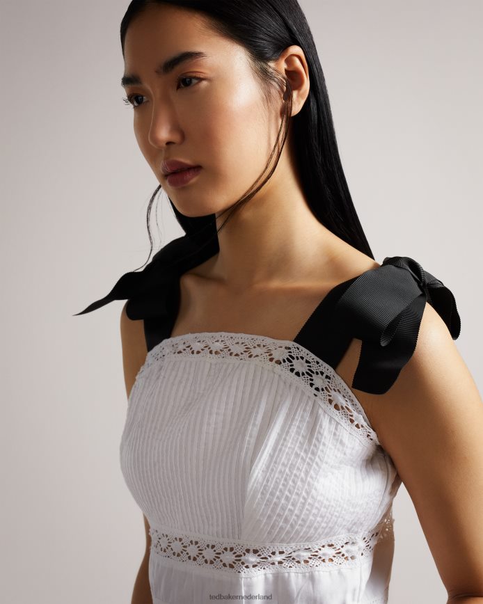 Ted Baker Pietri peplumtop met kanten inzetstuk en grosgrain bandjes wit kleding vrouwen 6R02N540