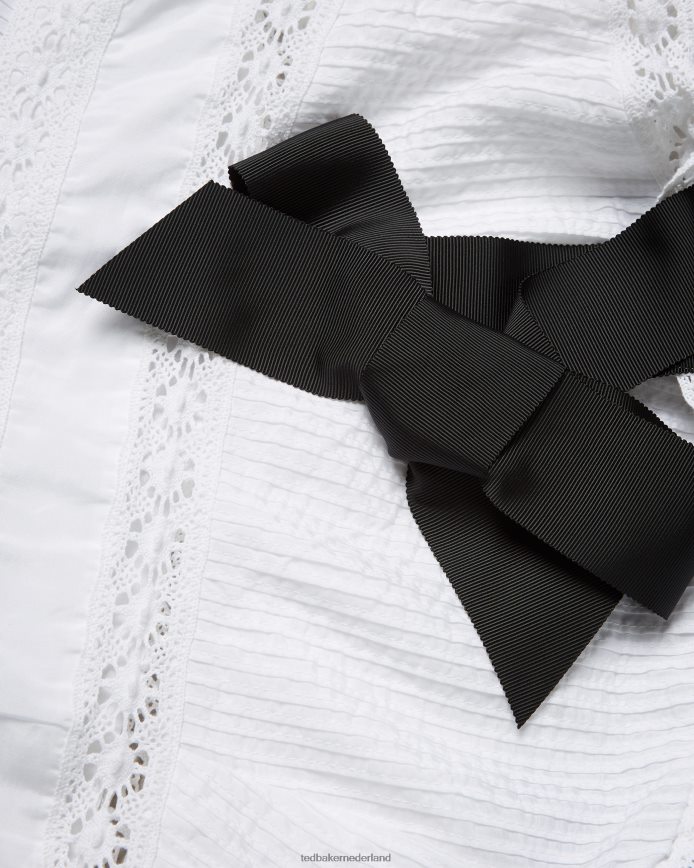 Ted Baker Pietri peplumtop met kanten inzetstuk en grosgrain bandjes wit kleding vrouwen 6R02N540