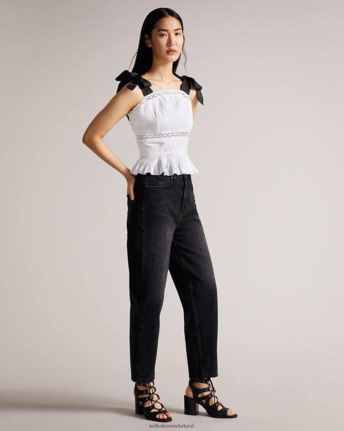 Ted Baker Pietri peplumtop met kanten inzetstuk en grosgrain bandjes wit kleding vrouwen 6R02N540