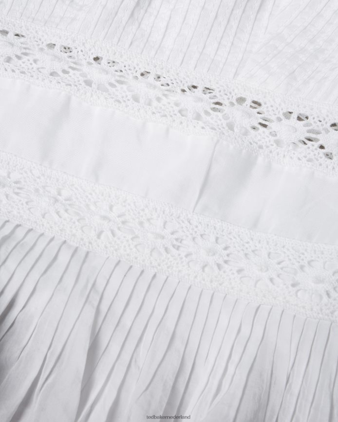 Ted Baker Pietri peplumtop met kanten inzetstuk en grosgrain bandjes wit kleding vrouwen 6R02N540