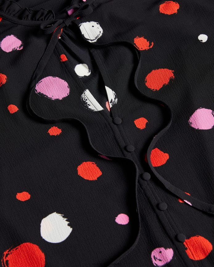 Ted Baker Sunrai blouse met stippenprint en ruches zwart kleding vrouwen 6R02N615