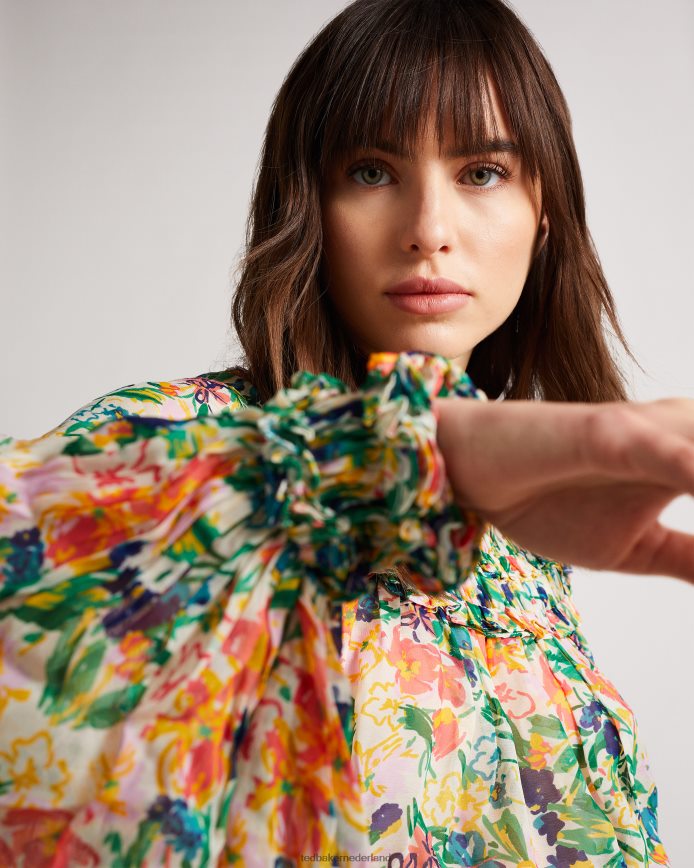 Ted Baker Blouse met kesara-print en gestrikte taille wit kleding vrouwen 6R02N648