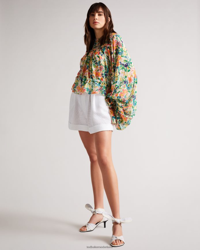 Ted Baker Blouse met kesara-print en gestrikte taille wit kleding vrouwen 6R02N648