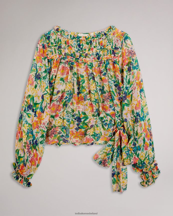 Ted Baker Blouse met kesara-print en gestrikte taille wit kleding vrouwen 6R02N648