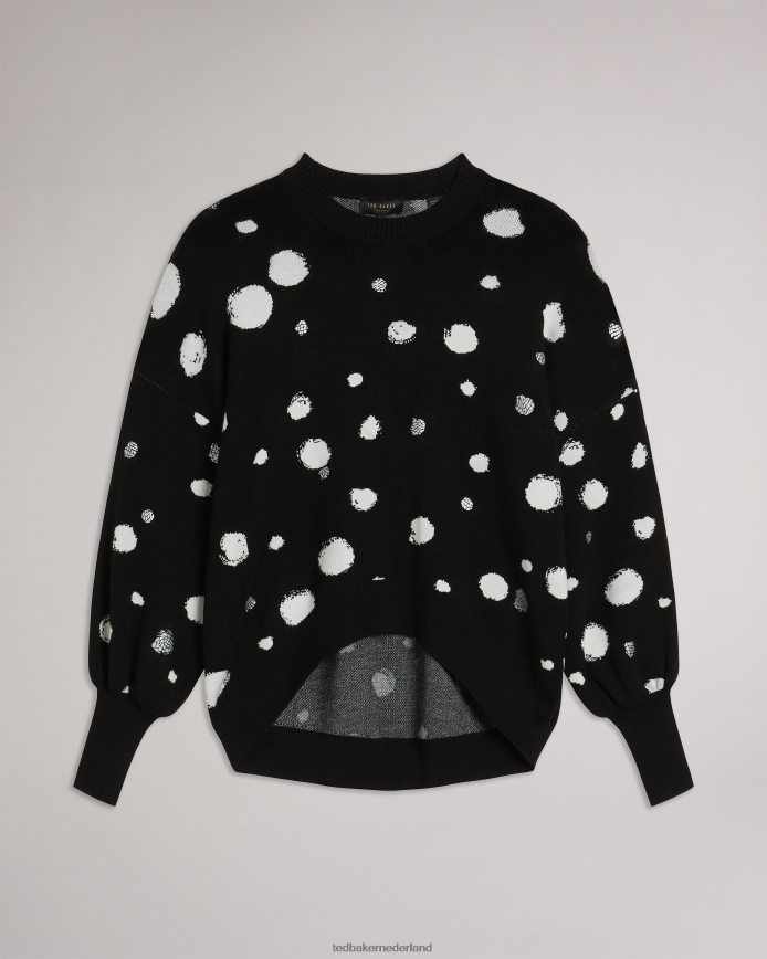 Ted Baker Ssaskia gebreide jacquard trui met ronde zoom zwart kleding vrouwen 6R02N635