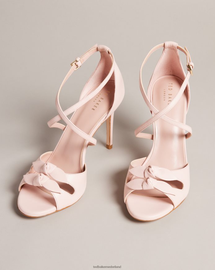 Ted Baker Bicci leren sandalen met strikhak donker roze schoenen vrouwen 6R02N885