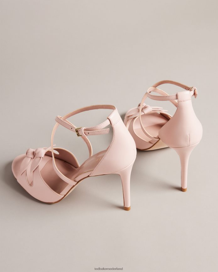 Ted Baker Bicci leren sandalen met strikhak donker roze schoenen vrouwen 6R02N885