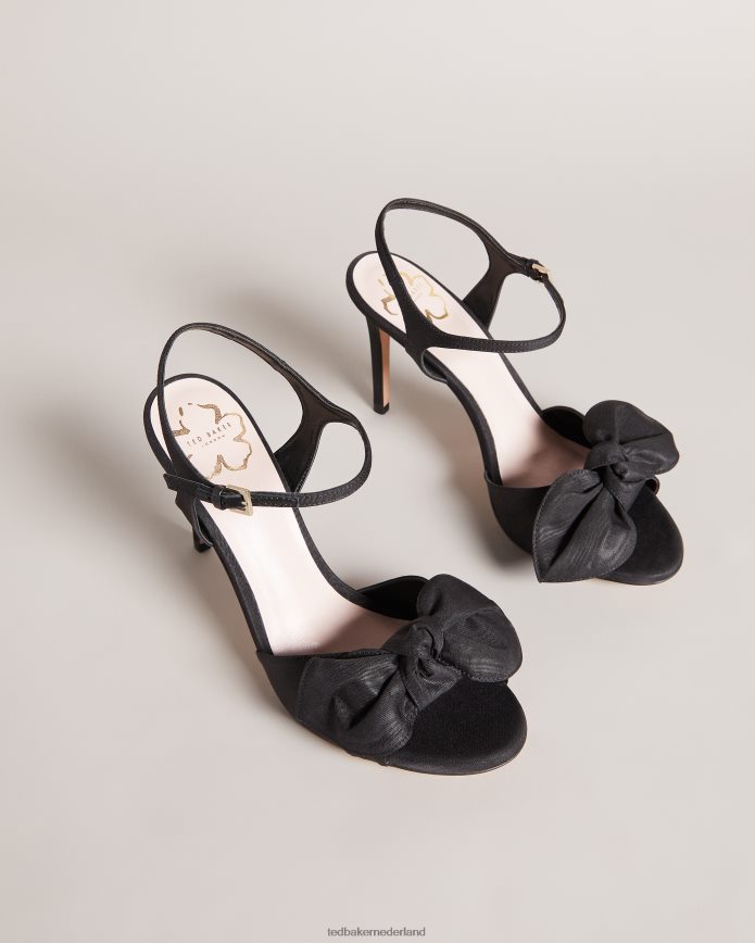 Ted Baker Heevia moire sandalen met satijnen strik en hak zwart schoenen vrouwen 6R02N918