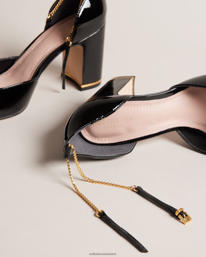 Ted Baker Keliy lakhakken met bandjes en ketting zwart schoenen vrouwen 6R02N882