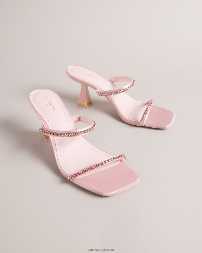 Ted Baker Rinita diamante satijnen sandalen met kittenhak bleekroze schoenen vrouwen 6R02N891