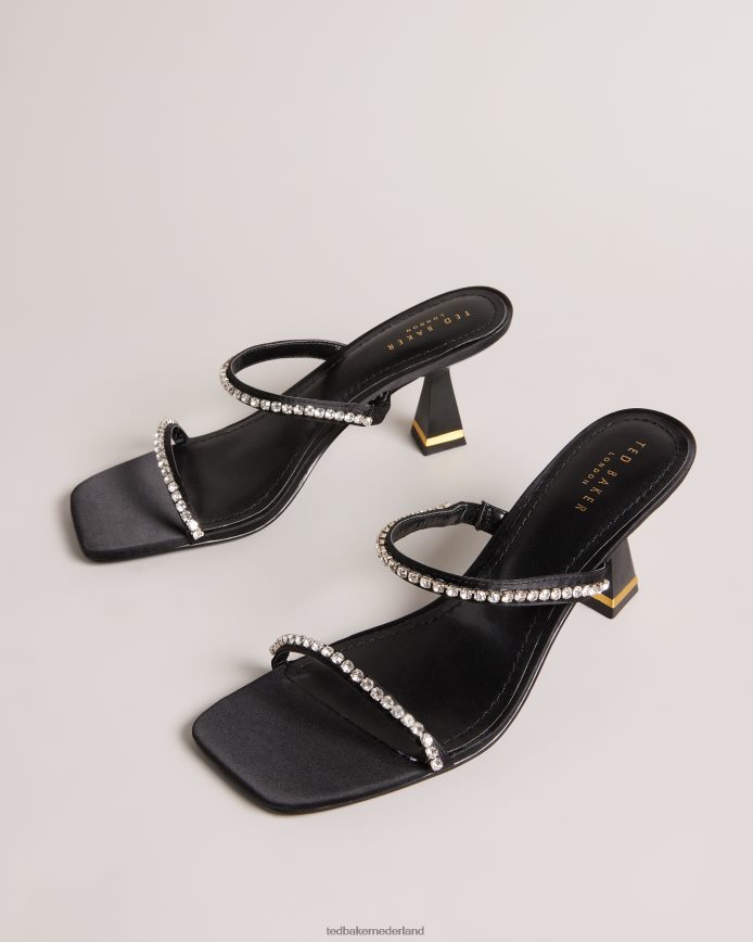 Ted Baker Rinita diamante satijnen sandalen met kittenhak zwart schoenen vrouwen 6R02N848