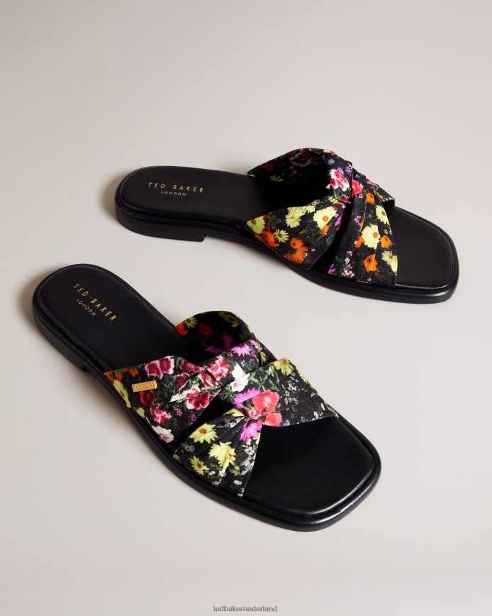 Ted Baker Ashni gebloemde sandalen met zachte knoop zwart schoenen vrouwen 6R02N869
