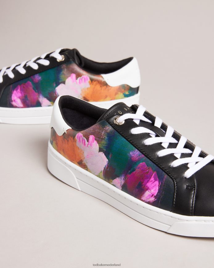 Ted Baker Artoh leren sneakers met kunstprint en cupzool zwart schoenen vrouwen 6R02N846