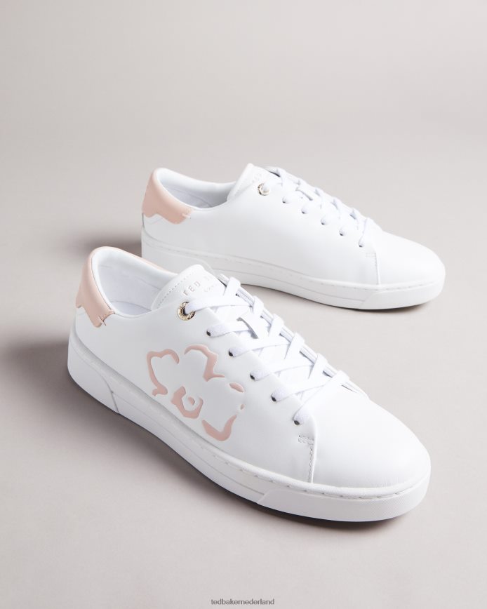 Ted Baker tarliah magnolia-sneaker met cupzool en bloemenplaatsing wit-roze schoenen vrouwen 6R02N906