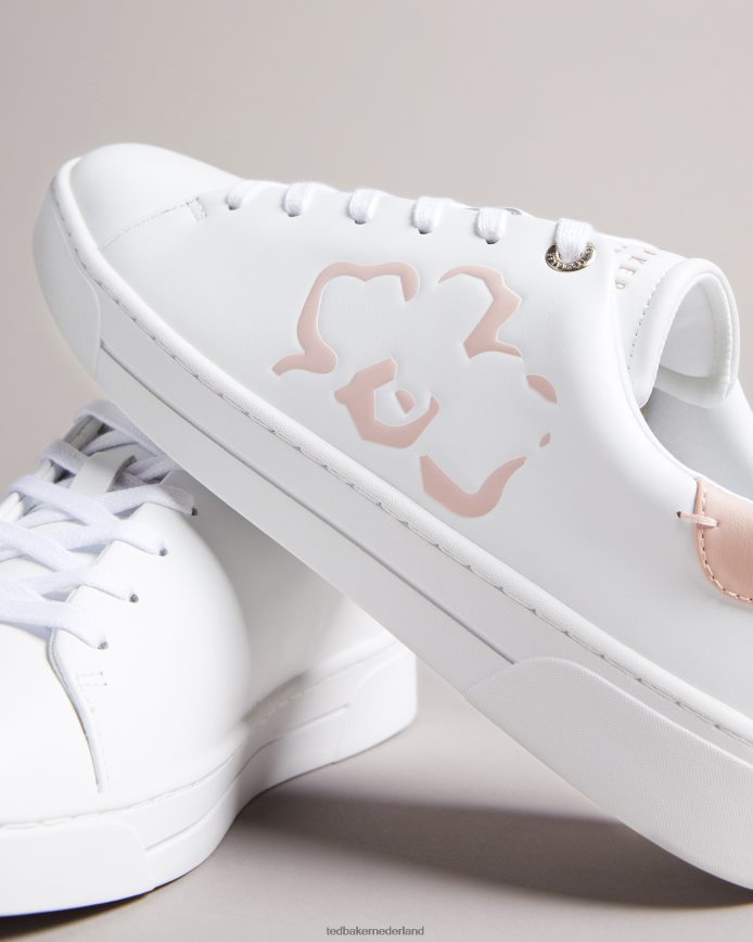 Ted Baker tarliah magnolia-sneaker met cupzool en bloemenplaatsing wit-roze schoenen vrouwen 6R02N906