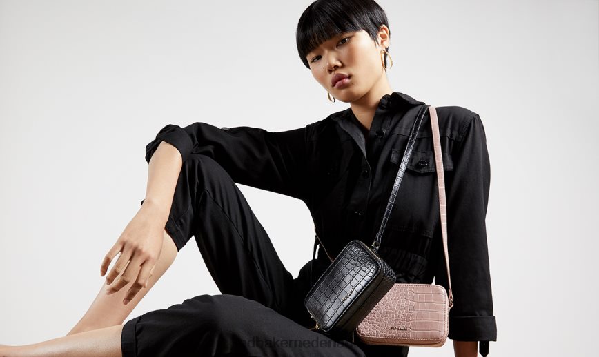 Ted Baker Stina cameratas met krokodilleneffect zwart Tassen vrouwen 6R02N753