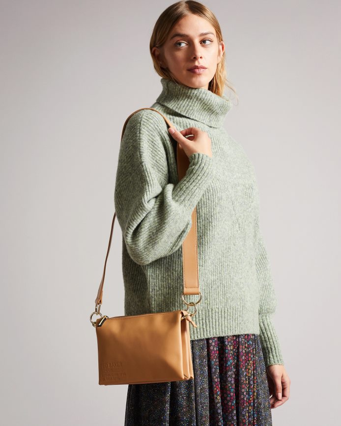 Ted Baker Darceyy crossbody met webbing kameel Tassen vrouwen 6R02N749