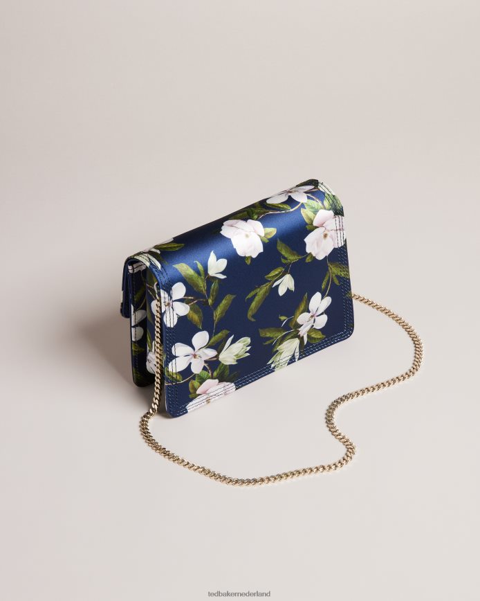 Ted Baker Jenia satijnen crossbodytas met bloemenprint donkerblauw Tassen vrouwen 6R02N751