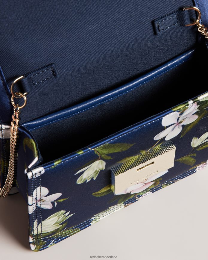 Ted Baker Jenia satijnen crossbodytas met bloemenprint donkerblauw Tassen vrouwen 6R02N751