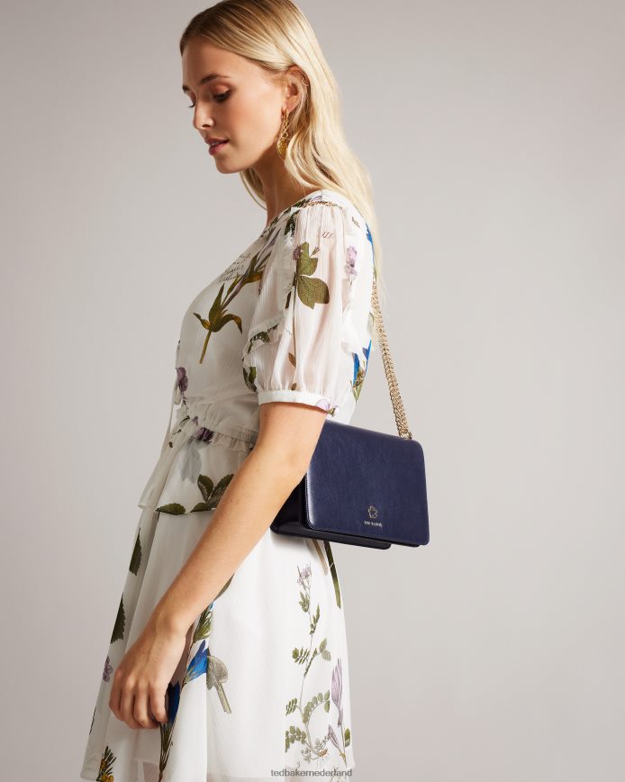 Ted Baker jorjey crossbodytas met bloemoogjes donkerblauw Tassen vrouwen 6R02N814