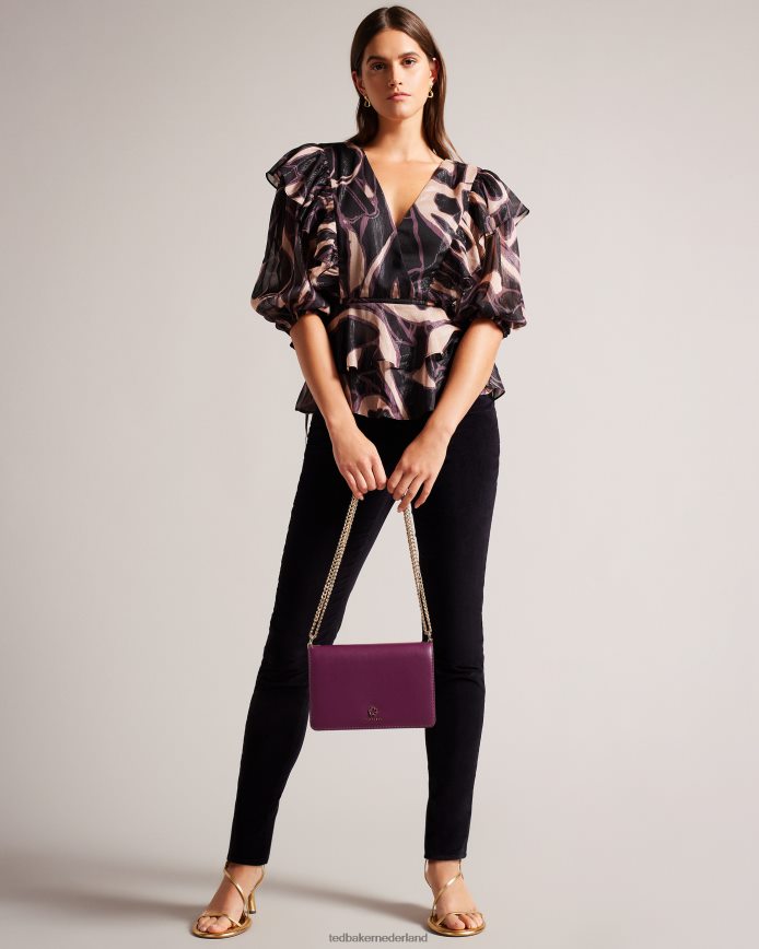 Ted Baker jorjey crossbodytas met bloemoogjes ossenbloed Tassen vrouwen 6R02N674