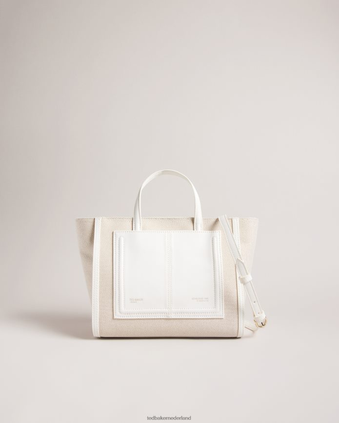 Ted Baker Aksanna middelgrote canvas draagtas wit Tassen vrouwen 6R02N729